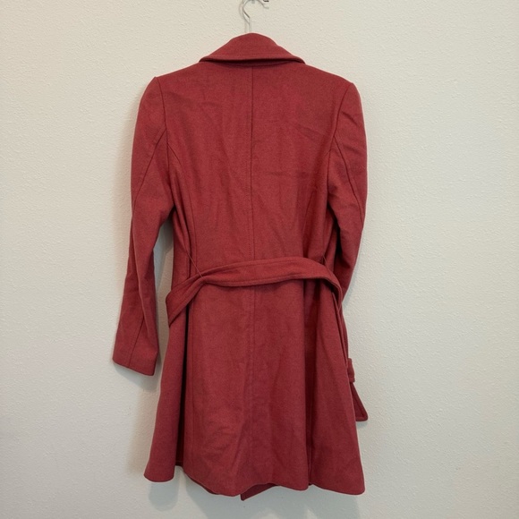 Express Womens Classic Trench Pea Coat in Blush Pink size XS Wool Blend Belted - Picture 2 of 8